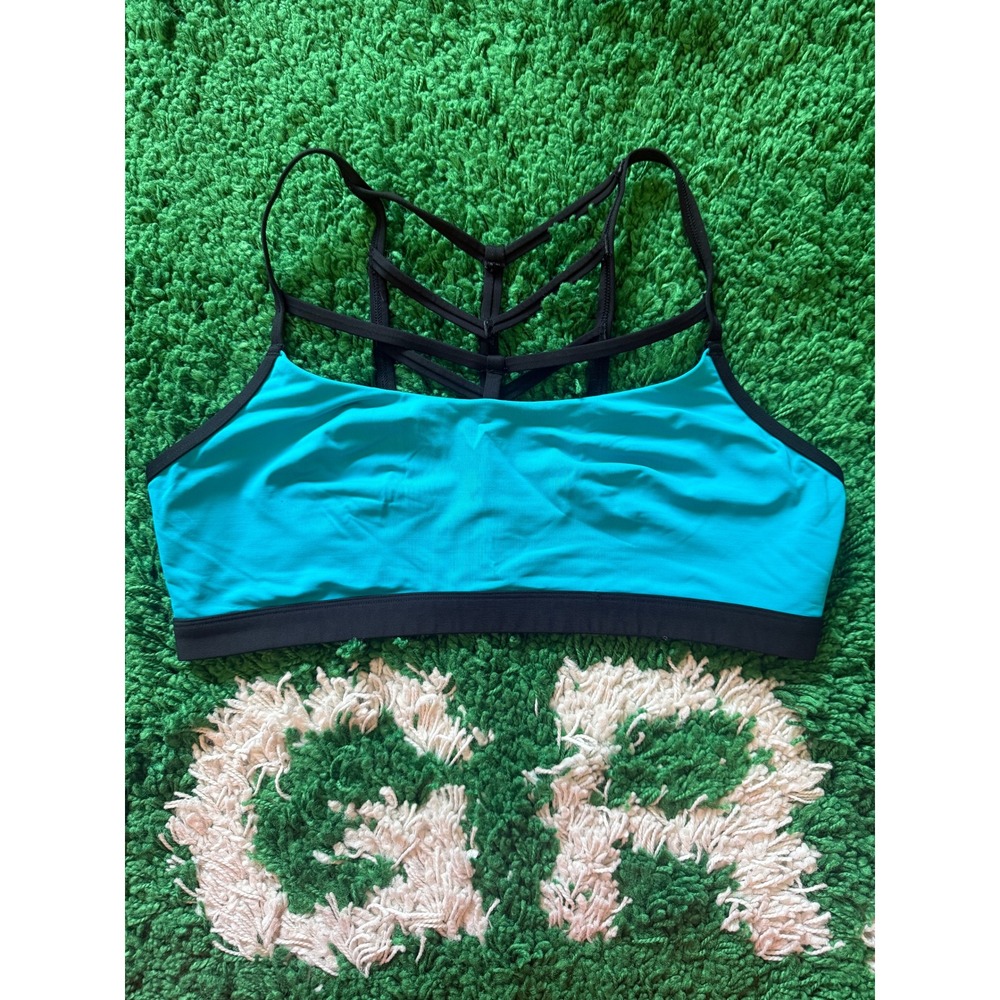 Victoria's Secret PINK Ultimate Sports Bra Turquoise Blue Strappy Cage Back (G)